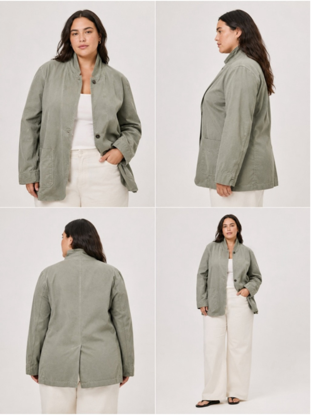 Everlane Chore Jacket Olive Green Cotton Linen Blend Utility Workwear Size XL